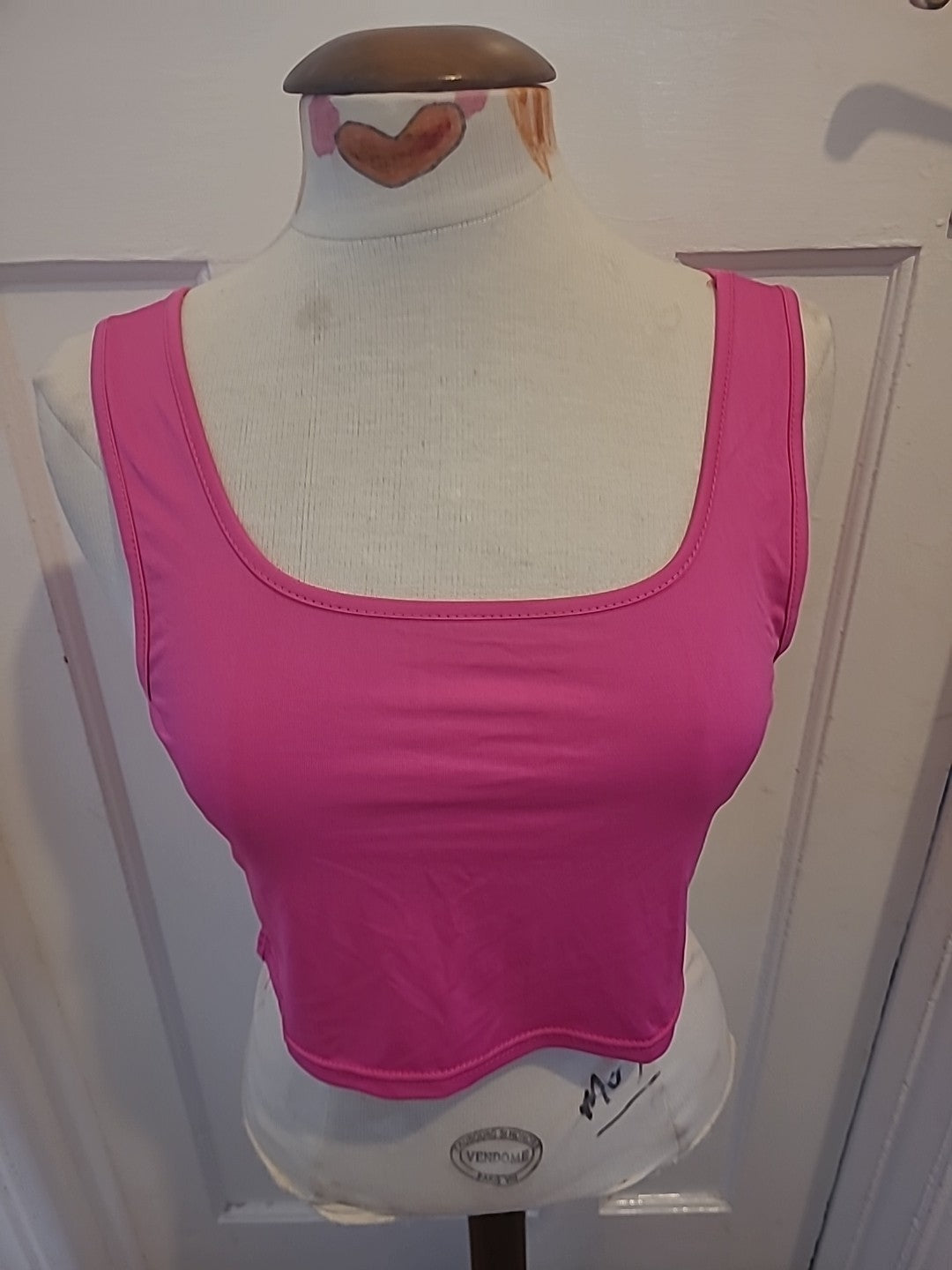Ladies Size Large Hot Pink Sleeveless Crop Top