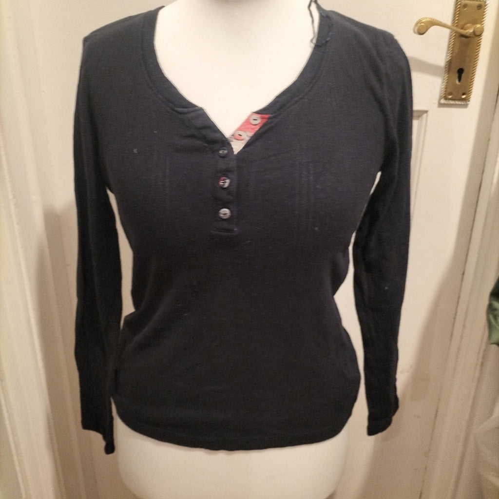 Ladies Matalan Size 6 Black/Dark Navy Long Sleeved Pyjama Top