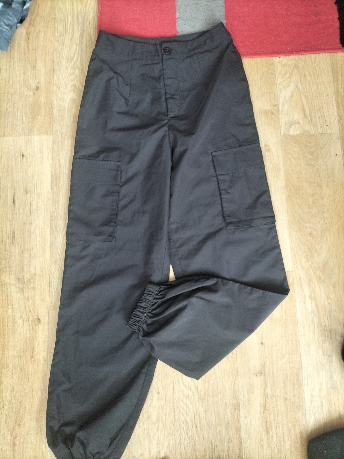 Ladies Size Medium Black Elasticated Cargo Joggers