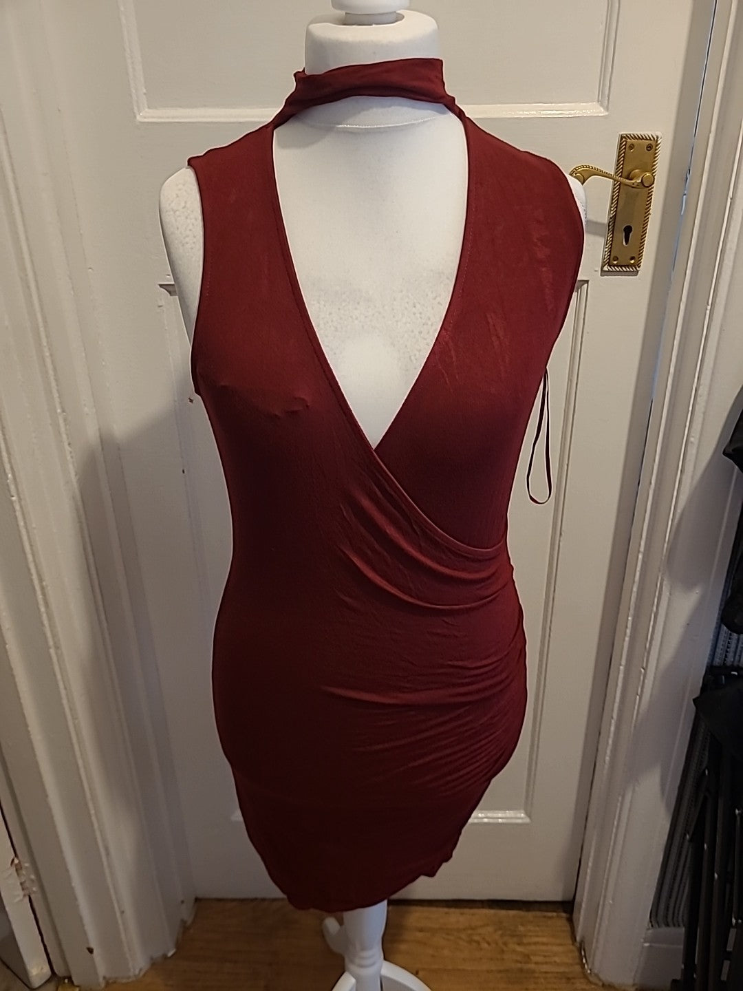Ladies Prettylittlething Size Medium Ruby Red Sleeveless Dress