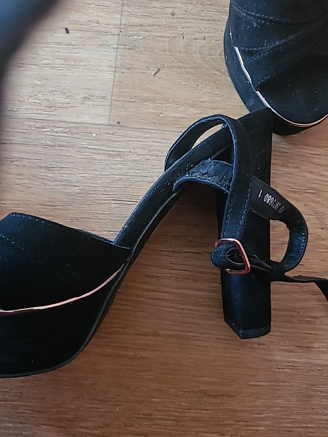 Ladies New Look Size Uk 3 Open Toe Black Heels