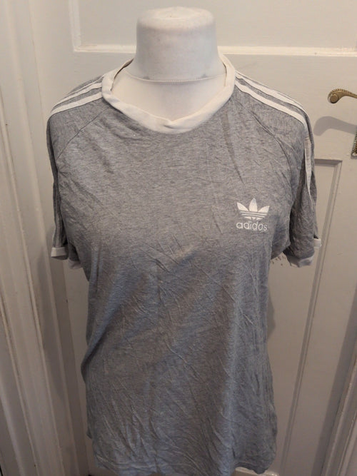 Adidas Large Grey With White Trim Short Sleeve T-shirt(Small Bleach Mark On...