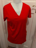 Large Red V Neck Short Sleeve T-shirt Ladies