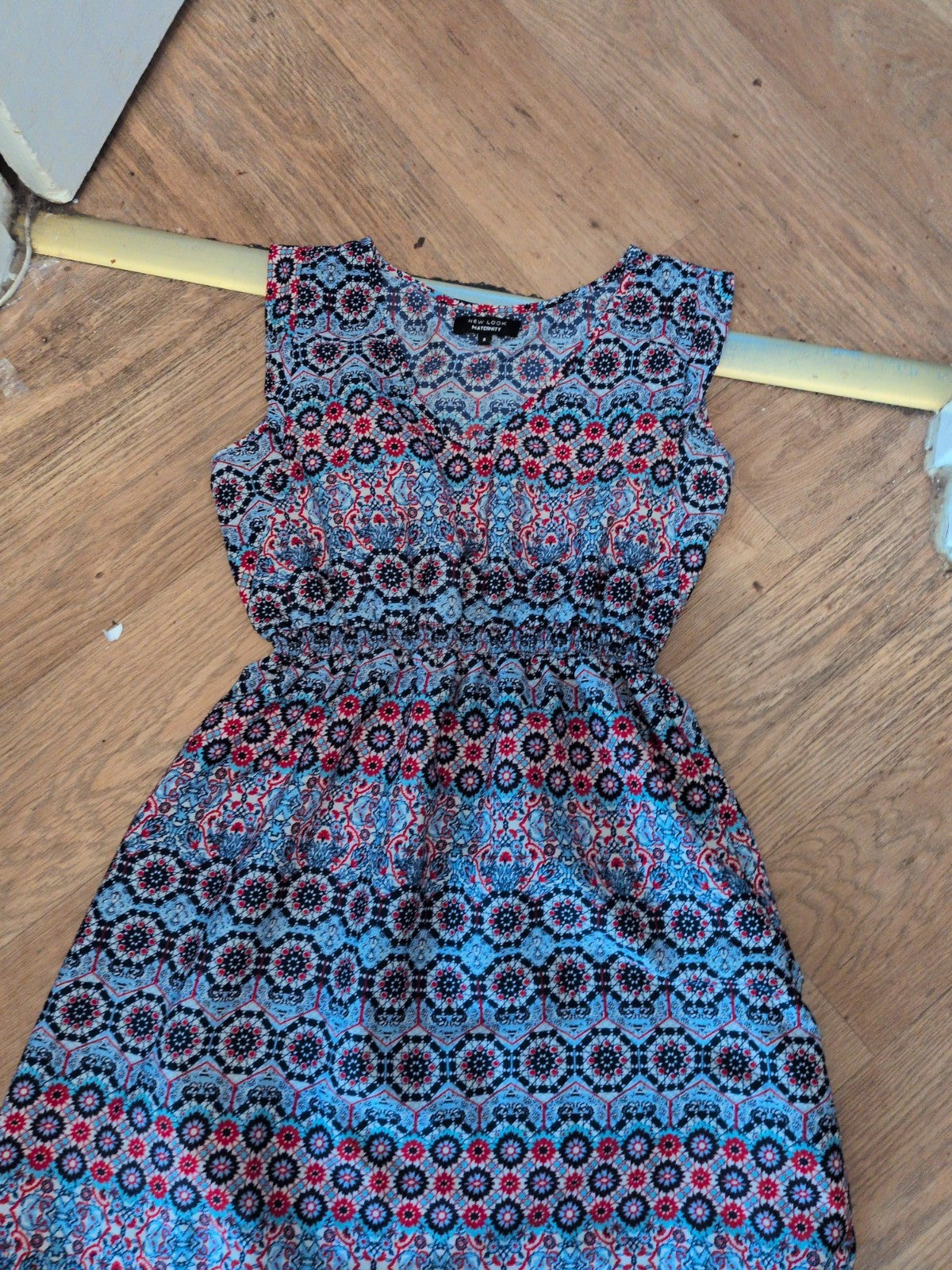 New Look Maternity 8 Blue Multicoloured Sleeveless Dress