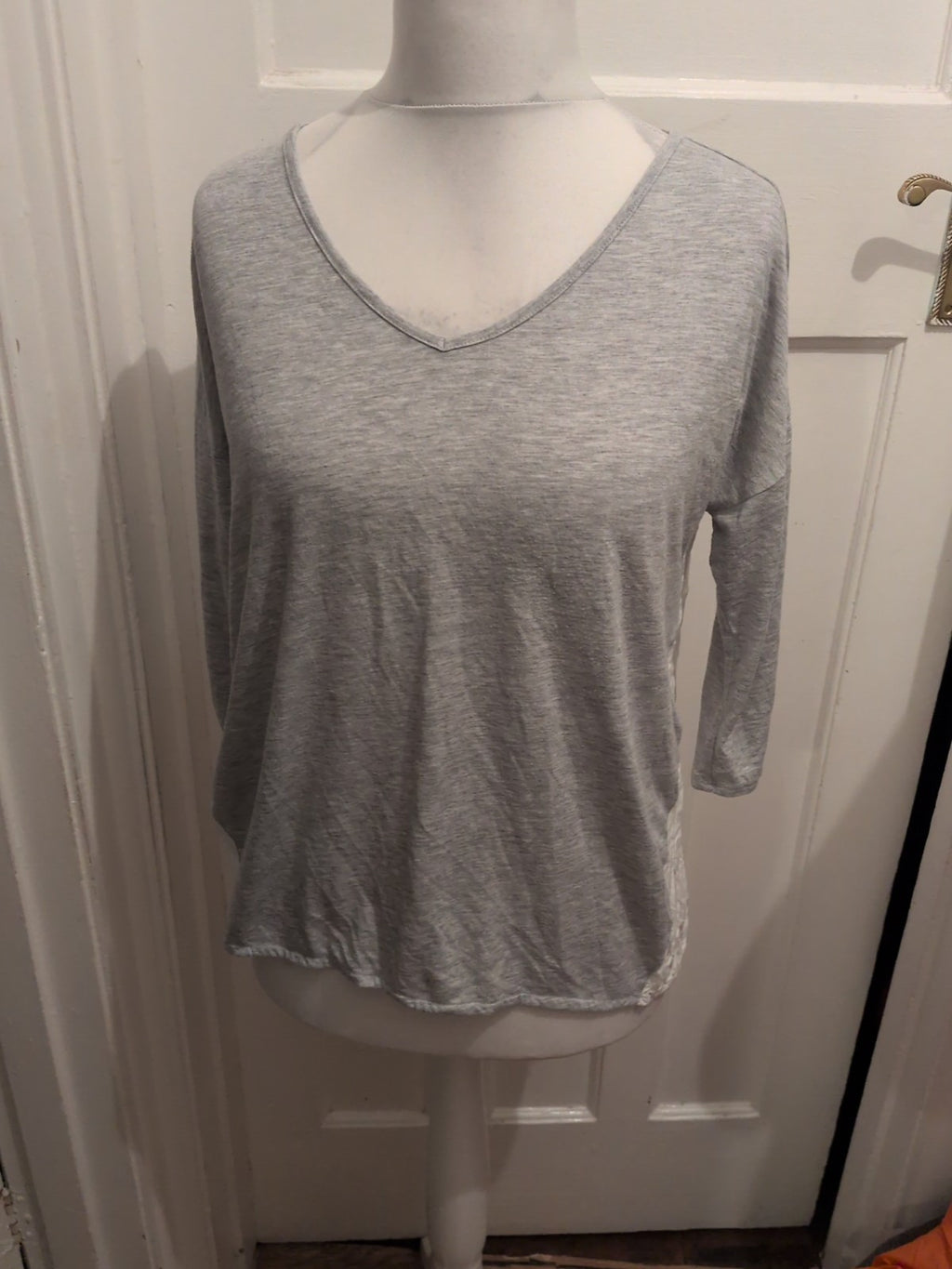 Per Una 16-18 Grey And White Long Sleeve T-shirt