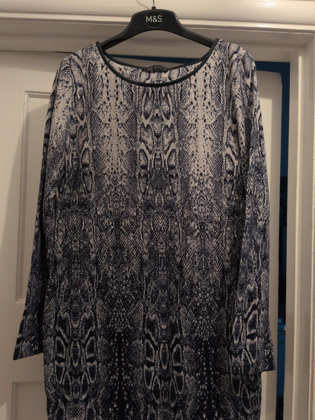 M&S 12 Navy And White Long Sleeve Jumper Dress
