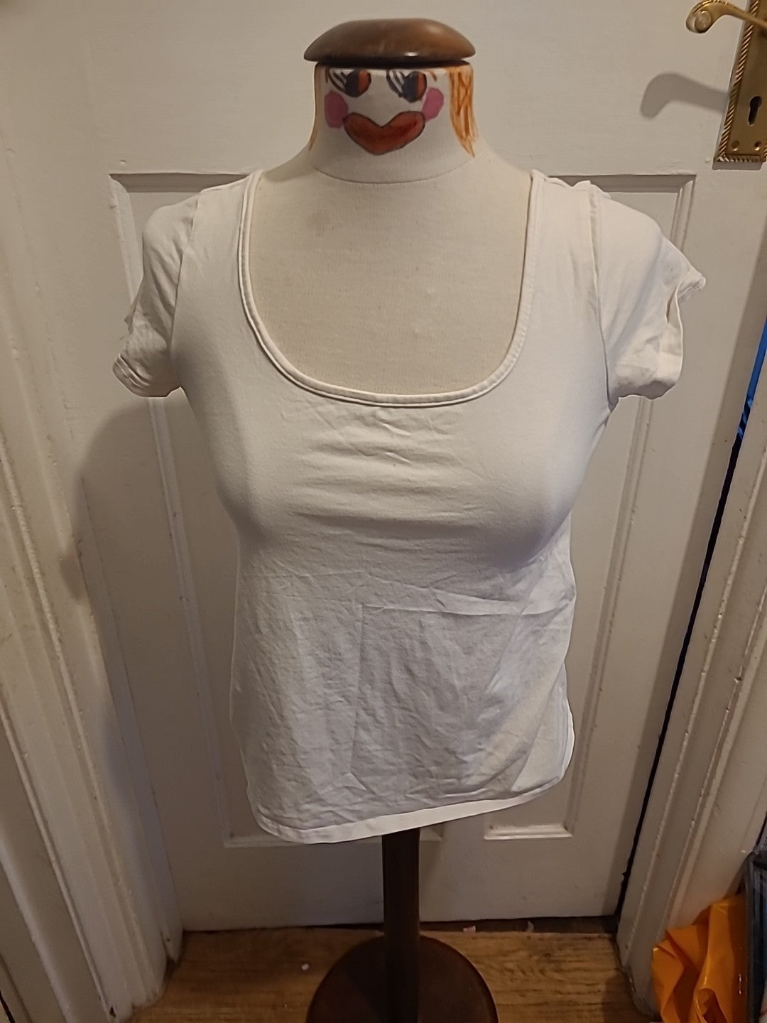 Ladies Shein Medium White Cap Sleeved Tshirt