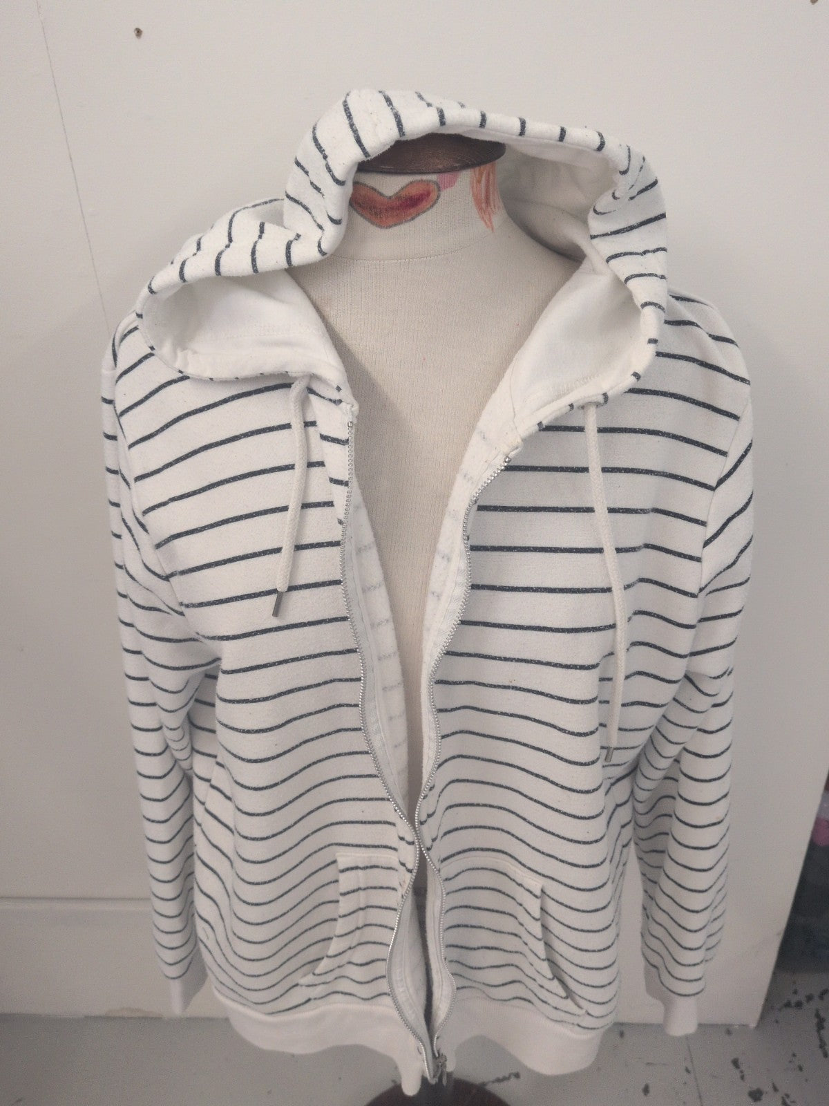 Primark 20 Navy Stripe Full Zip Hoodie Small Mark On Front