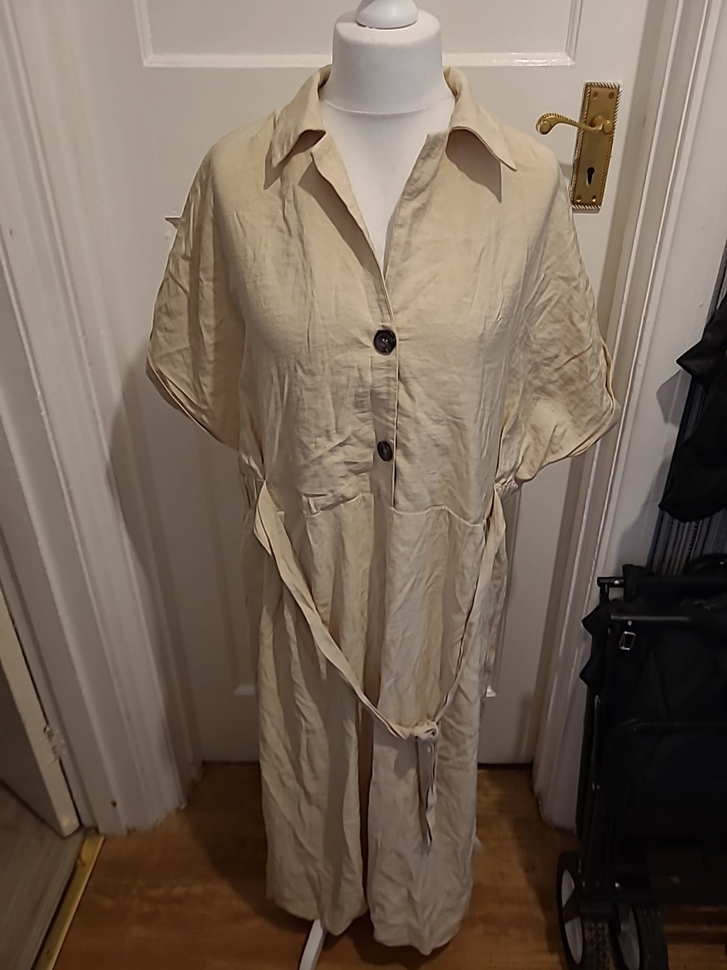 Ladies Shein Size XL Beige Half Buttoned Maxi Dress