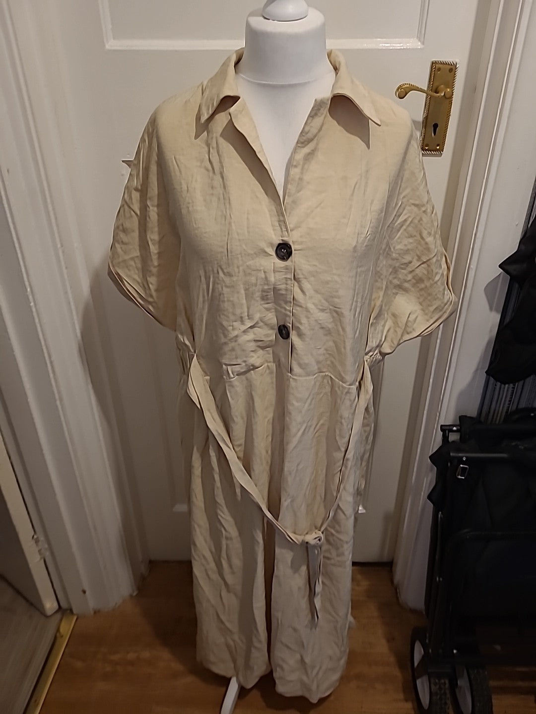 Ladies Shein Size XL Beige Half Buttoned Maxi Dress