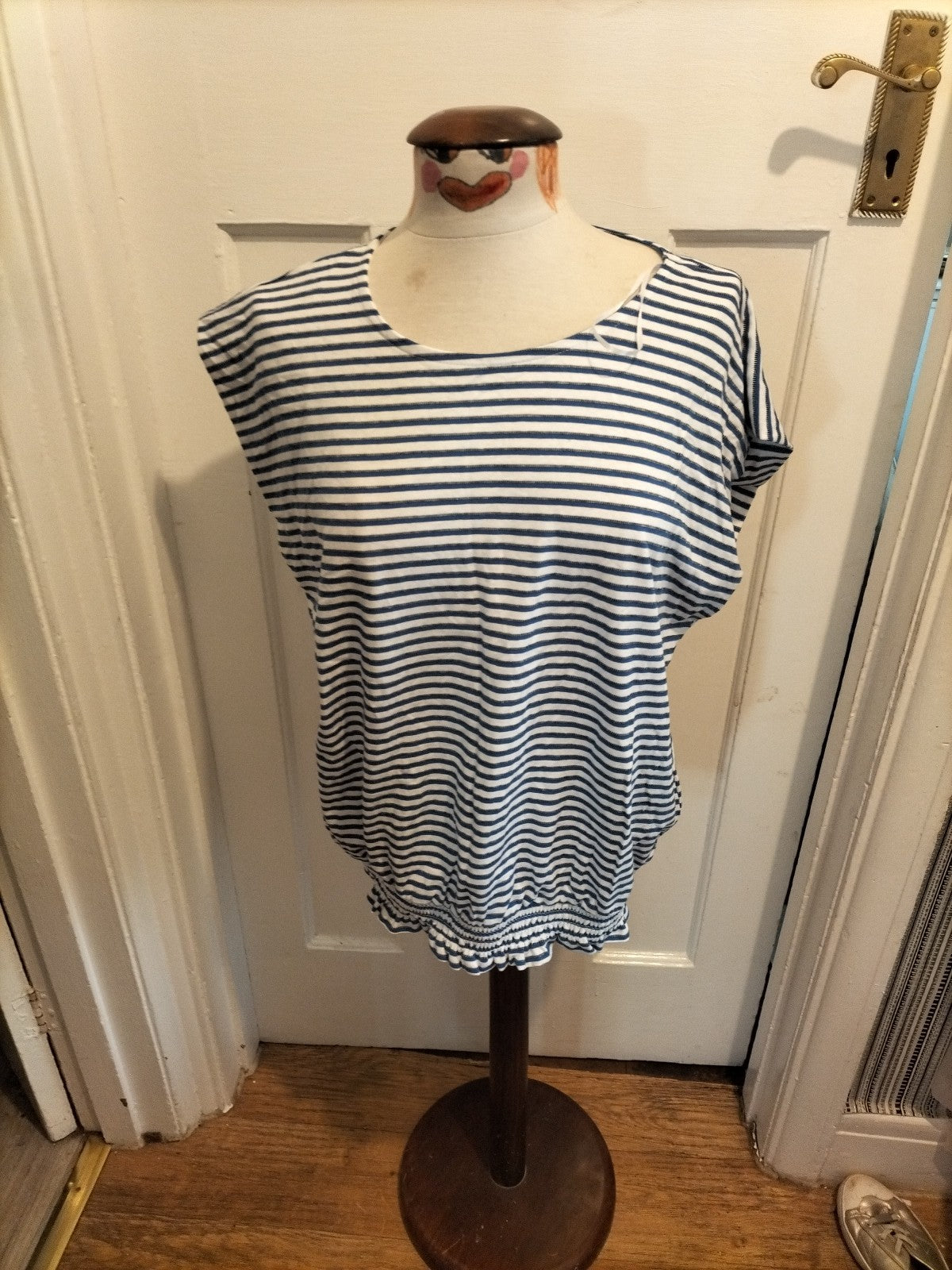 Brand New Ladies Pep&Co Size 2XL Blue And White Striped Top