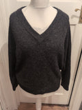 Ladies Selected Femme Size Large V Neck Dark Grey Jumper