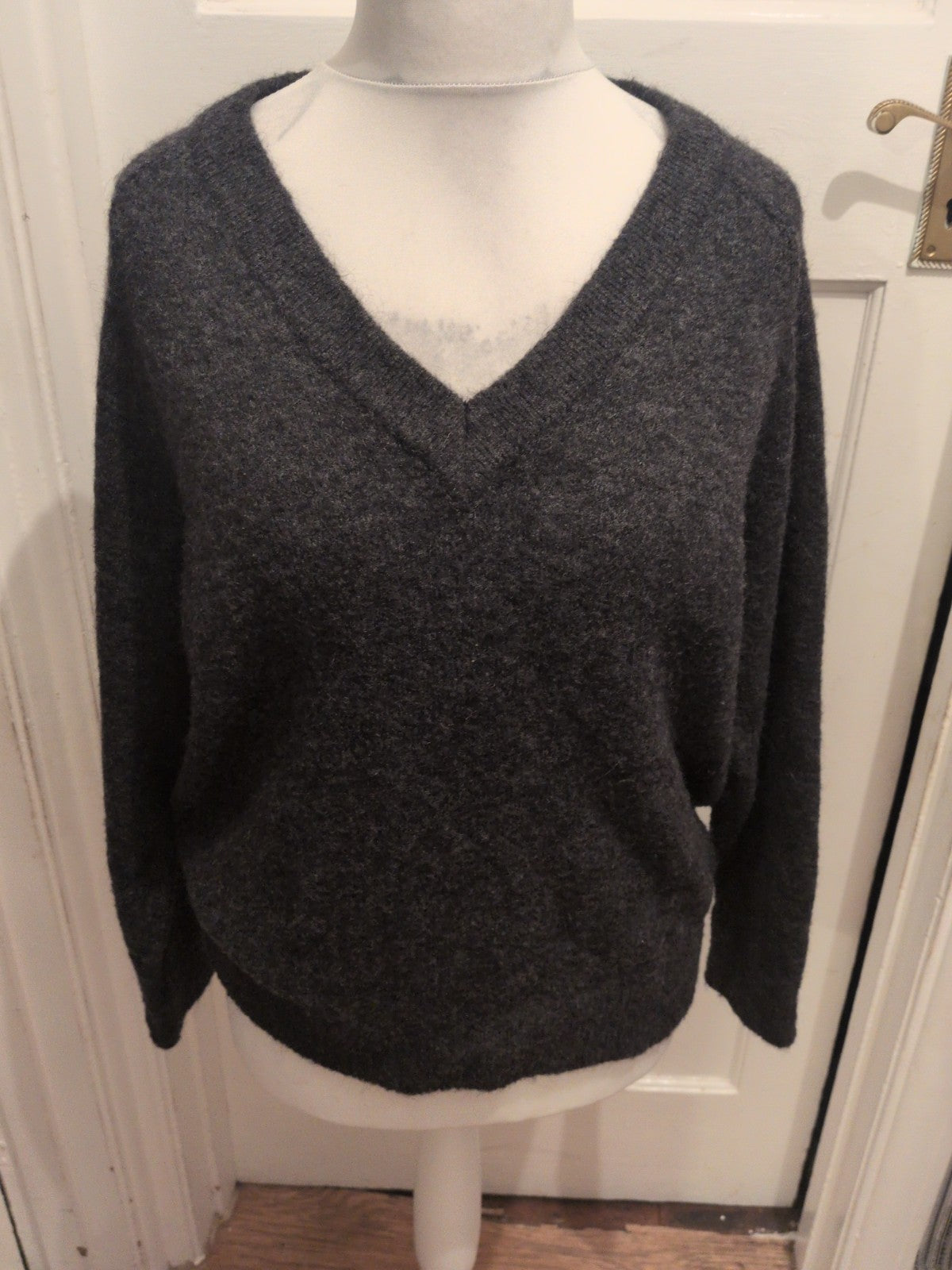 Ladies Selected Femme Size Large V Neck Dark Grey Jumper