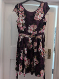 Dorothy Perkins 12 Purple Floral Sleeveless Knee-midi Dress