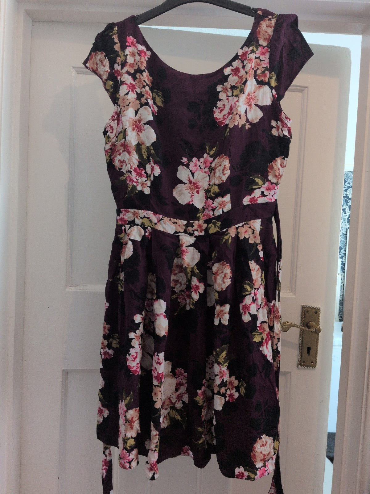 Dorothy Perkins 12 Purple Floral Sleeveless Knee-midi Dress