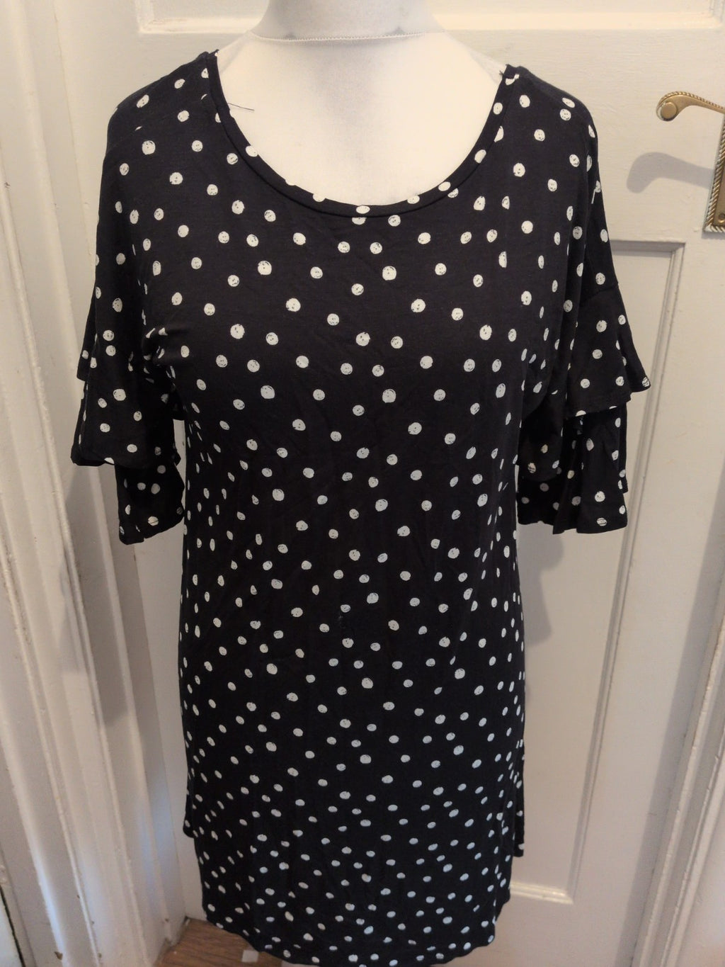 George 14 Black And White Spot Print Short Sleeve Dress