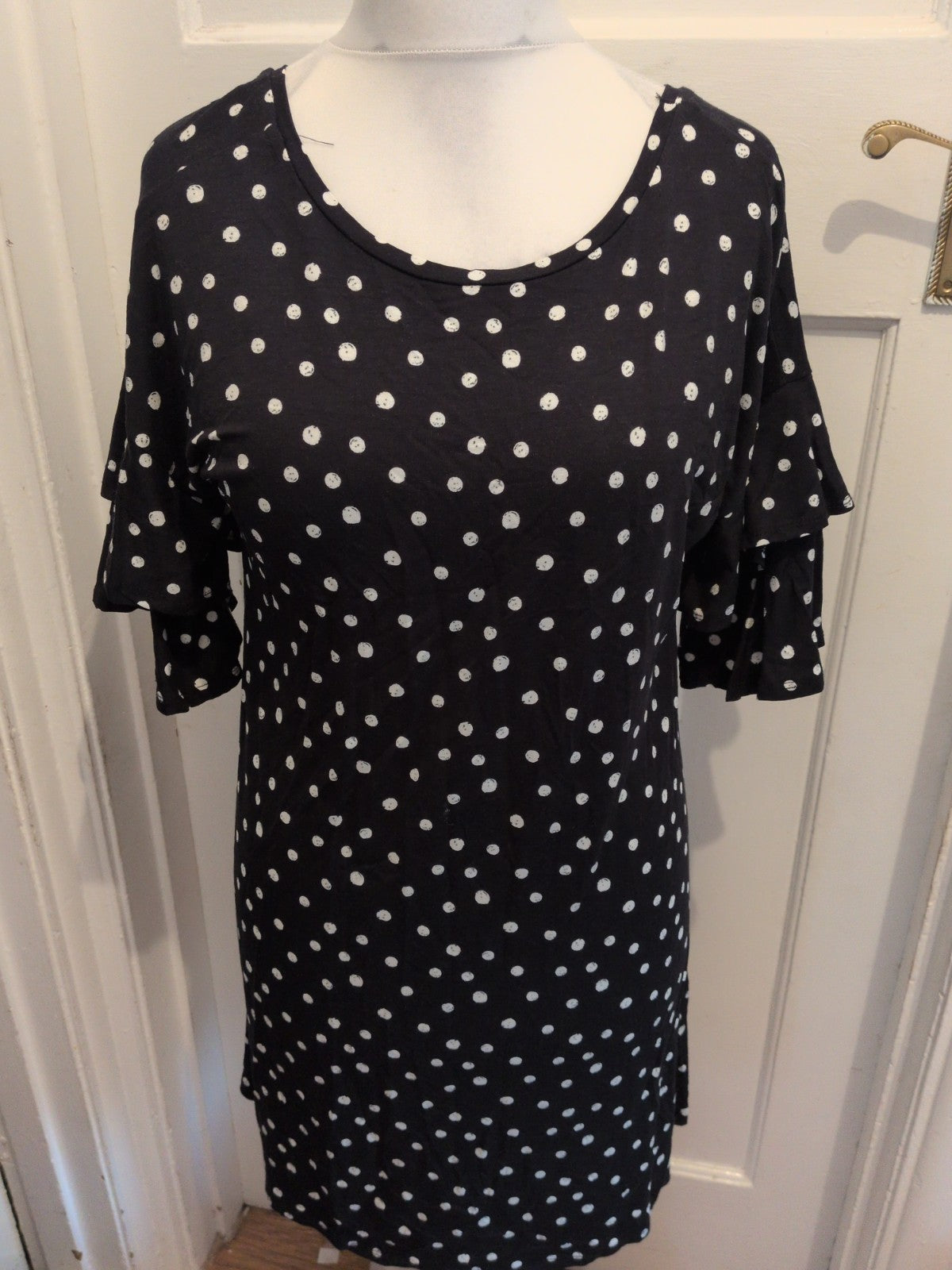 George 14 Black And White Spot Print Short Sleeve Dress
