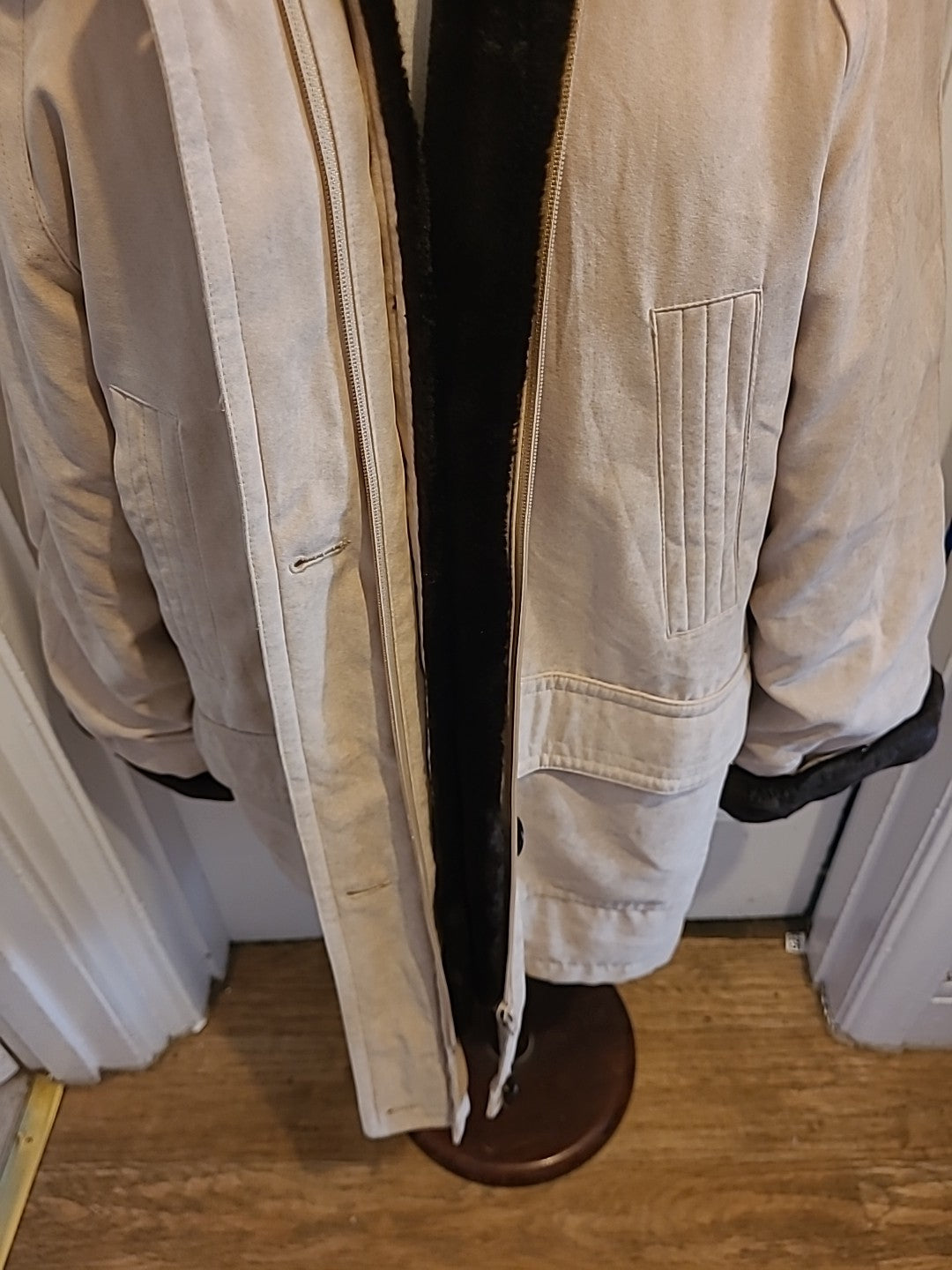 Ladies Ensign Size L/XL Beige Faux Fur Coat