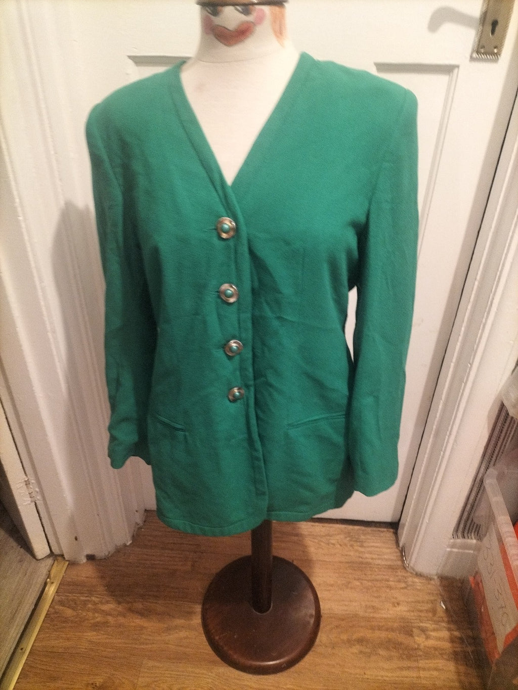 Ladies Debenhams Size 14 Green Lined Padded Blazer