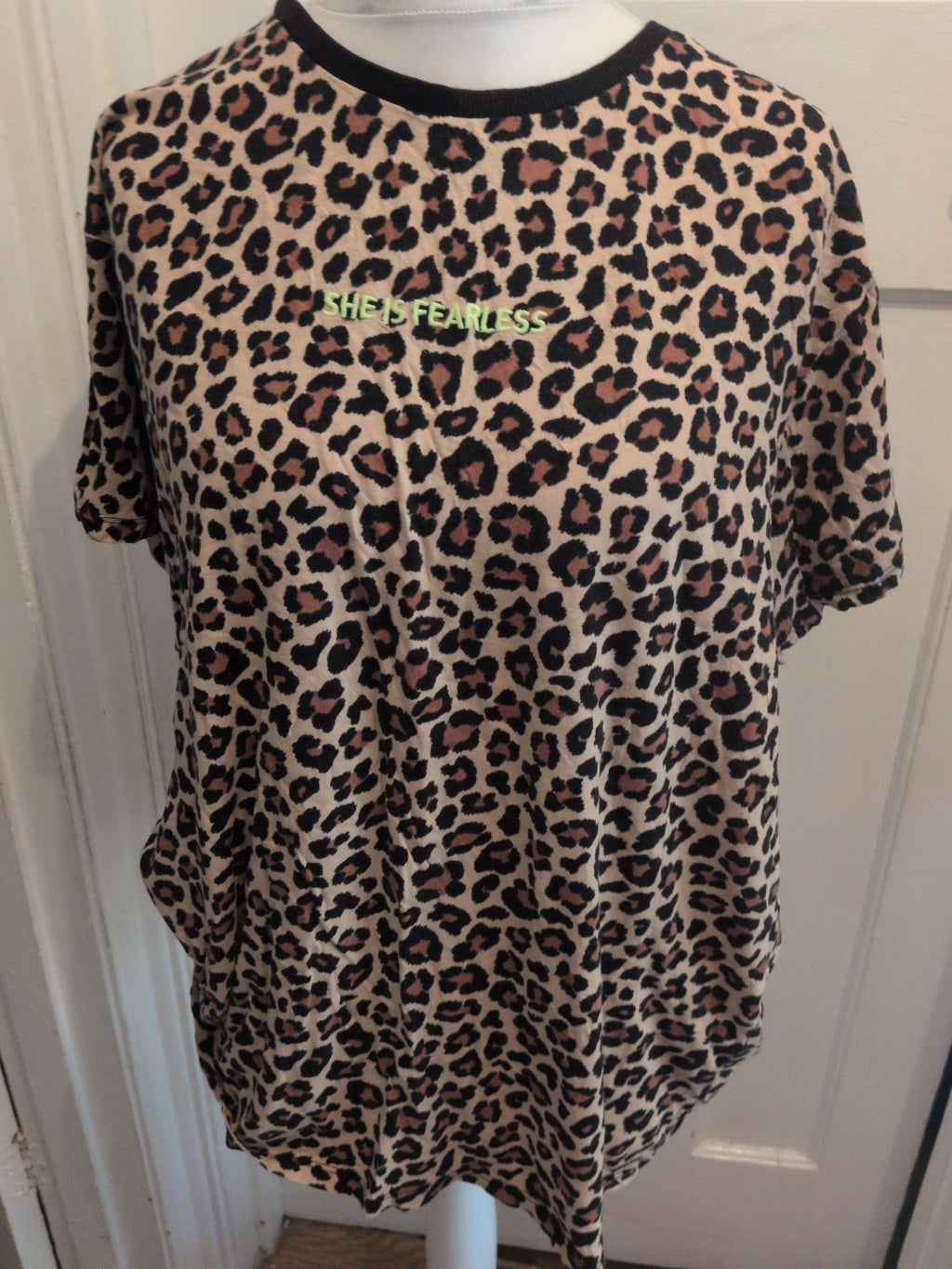 Primark 18-20 Leopard Print "I Am Fearless" Pyjama Top