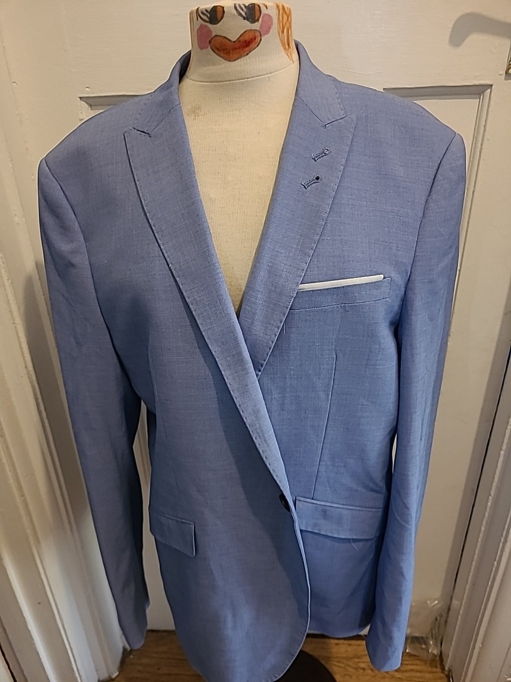 Mens Primark Size 46R Slim Fit Blue Lined Padded Blazer