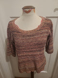 Ladies F&F Size 8 Pink Fleck Mid Sleeved Pullover Jumper