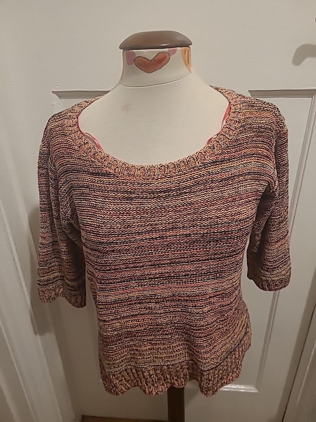 Ladies F&F Size 8 Pink Fleck Mid Sleeved Pullover Jumper
