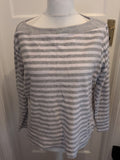 Ladies M&S Collection Size 20 Grey And White Striped Jumper Top