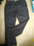 Ladies Per Una Size 18r Roma Fit Dark Brown And Black Striped Trousers