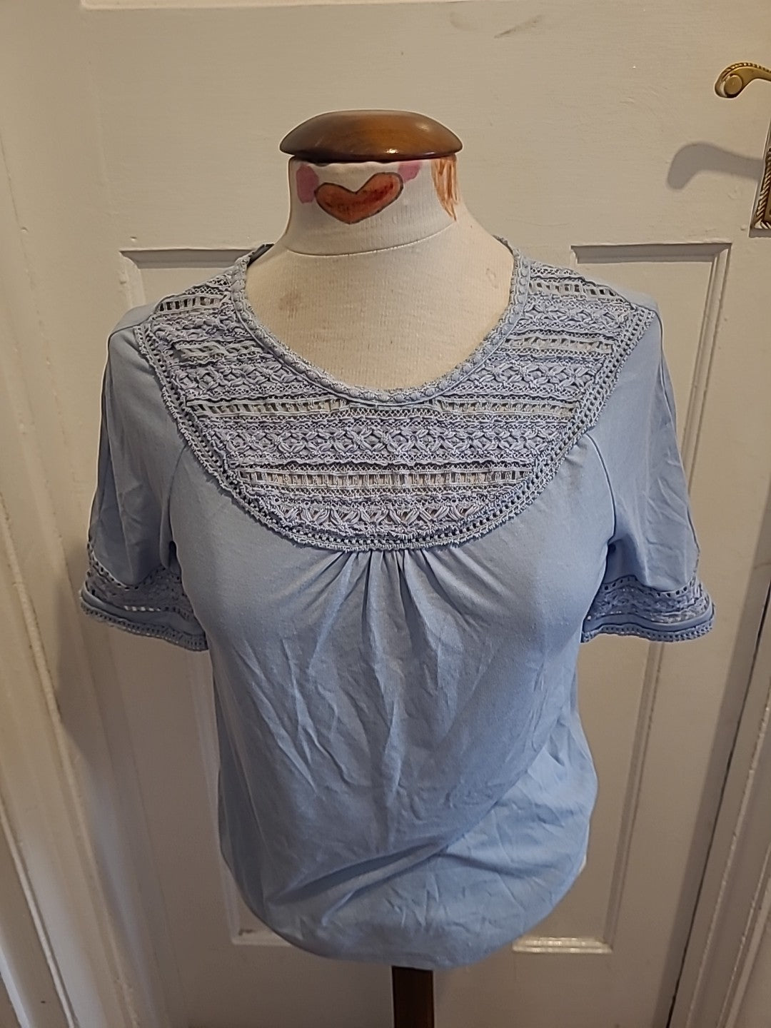 Ladies M&S Size 6 Reg Blue Short Sleeved Blouse