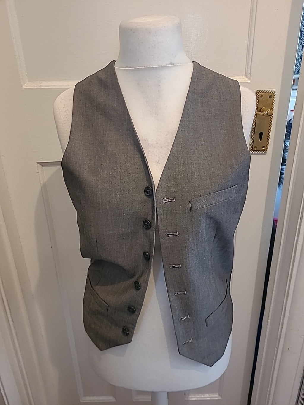 Mens Primark Size Small Grey Slim Fit Suit Waistcoat