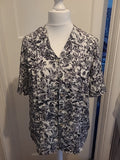 Ladies St Michael Size 12 Black And White Buttoned Butterfly Blouse