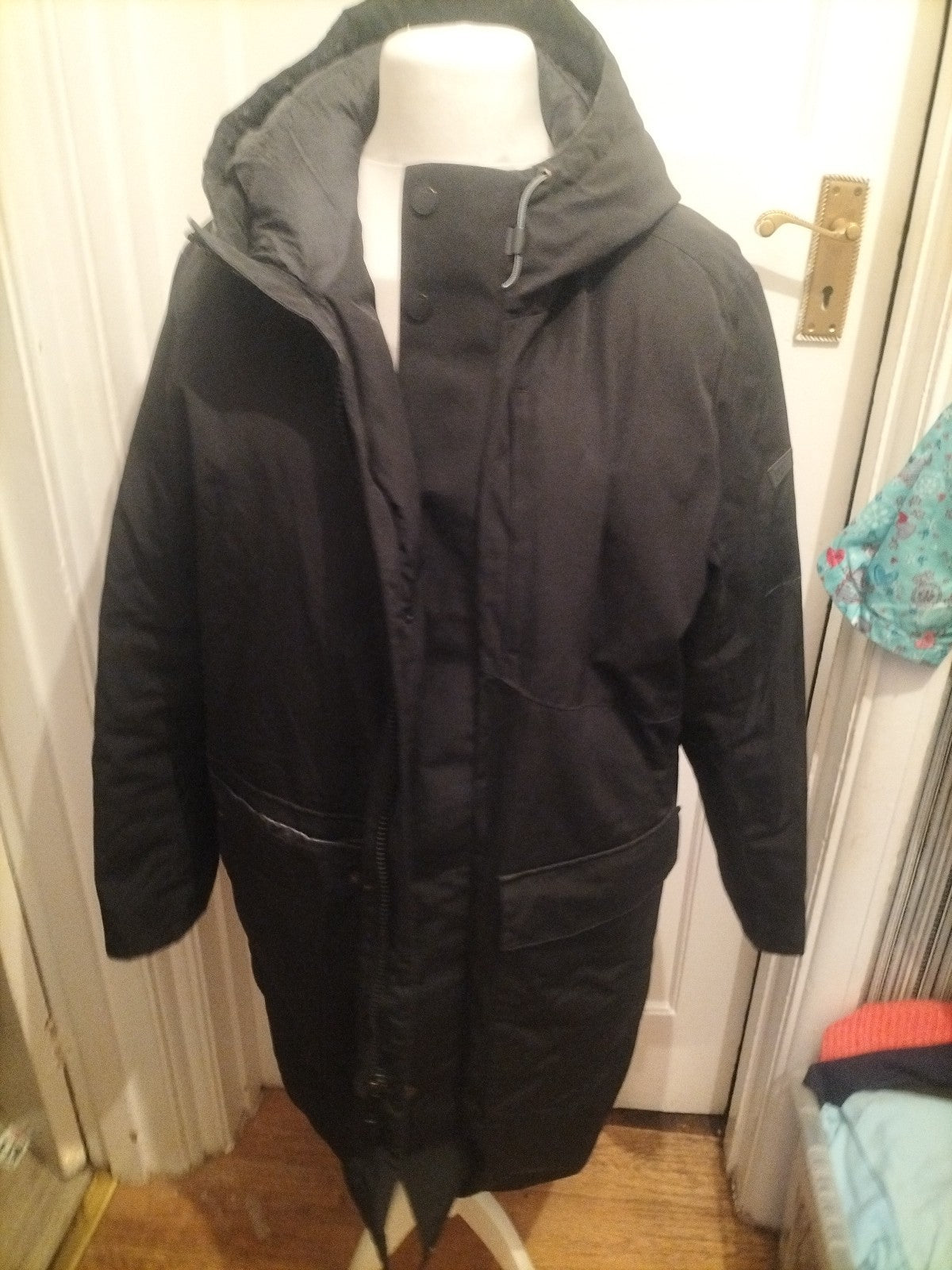 DKNY Large Black Lined Coat
