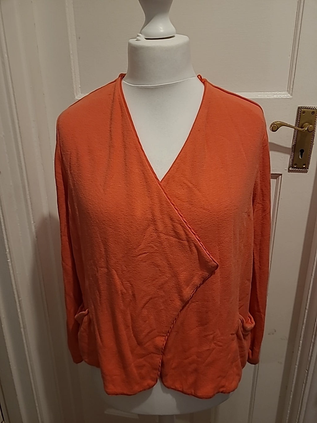 Ladies Wallis Size Large Coral Long Sleeved Cardigan