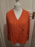 Ladies Wallis Size Large Coral Long Sleeved Cardigan