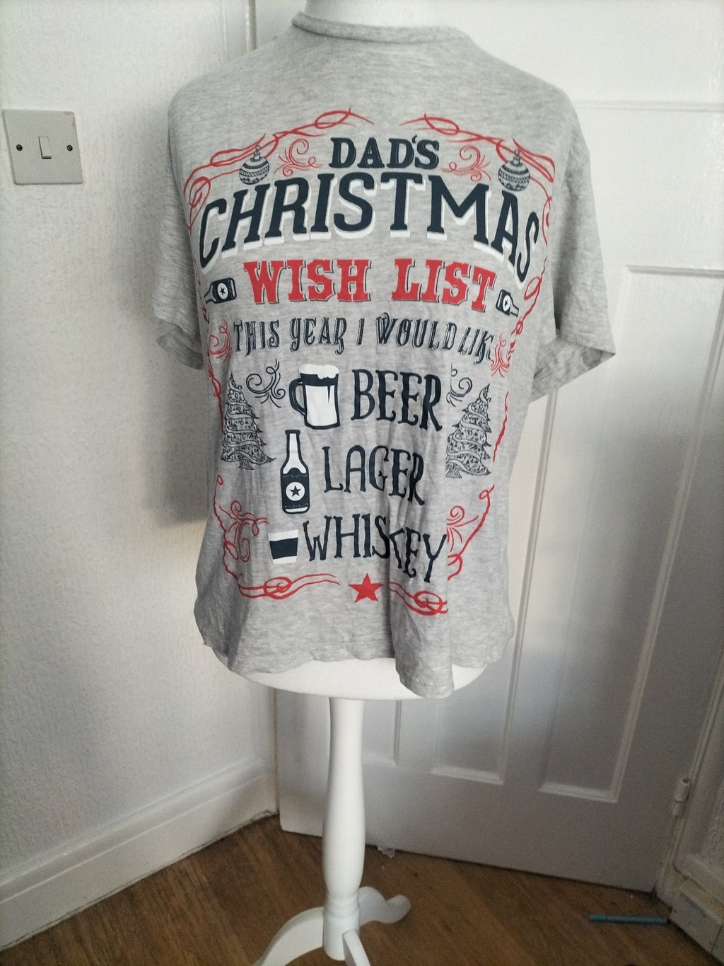 Mens George Size XL Grey Christmas Beer Tshirt