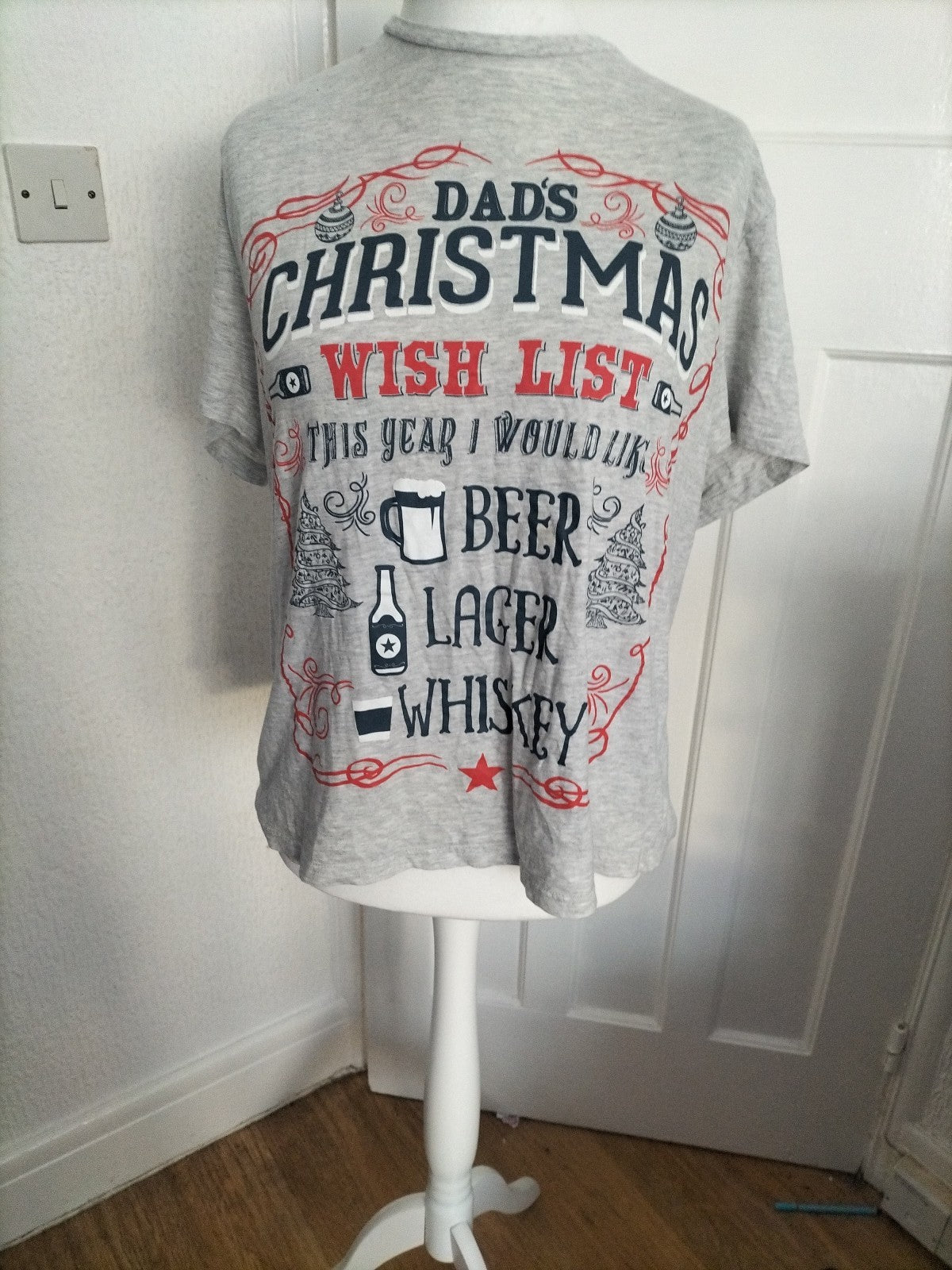 Mens George Size XL Grey Christmas Beer Tshirt