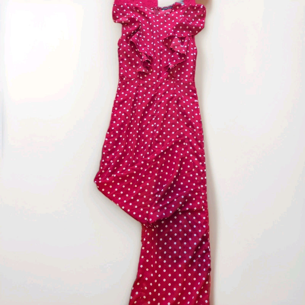 Ladies Shein Size XS Red Spotted Short Sleeved Jumpsuit