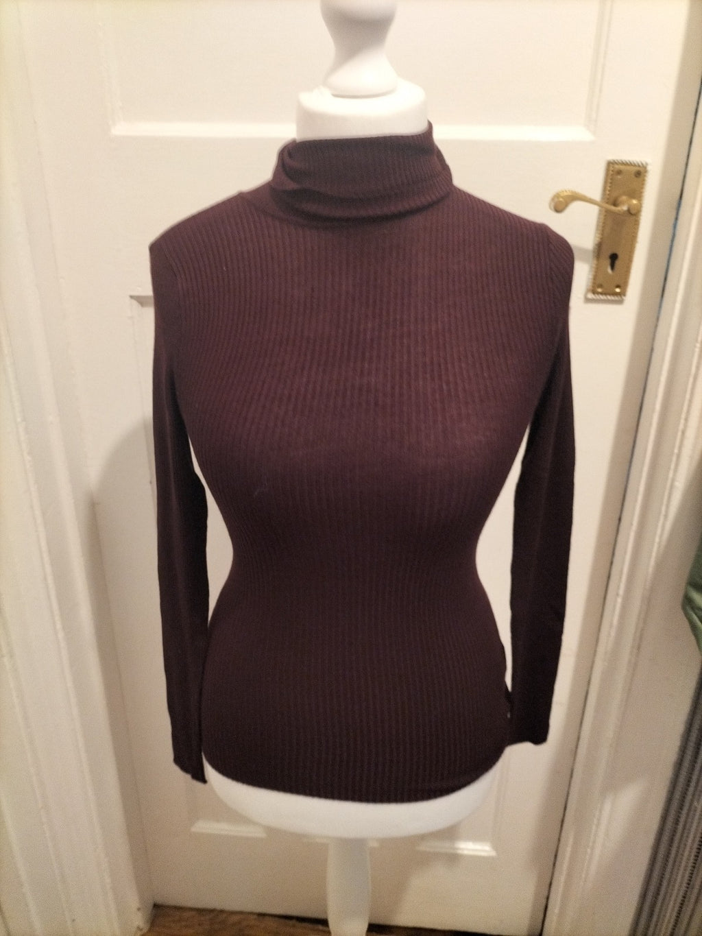 Ladies Primark Size 10 Dark Purple High Neck Long Sleeved Jumper