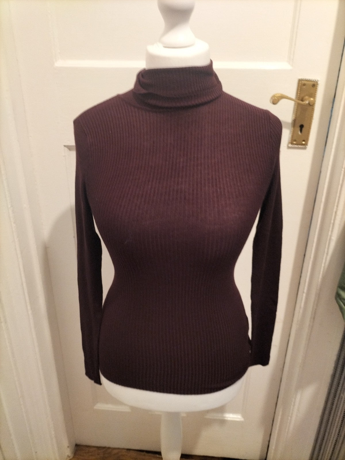 Ladies Primark Size 10 Dark Purple High Neck Long Sleeved Jumper