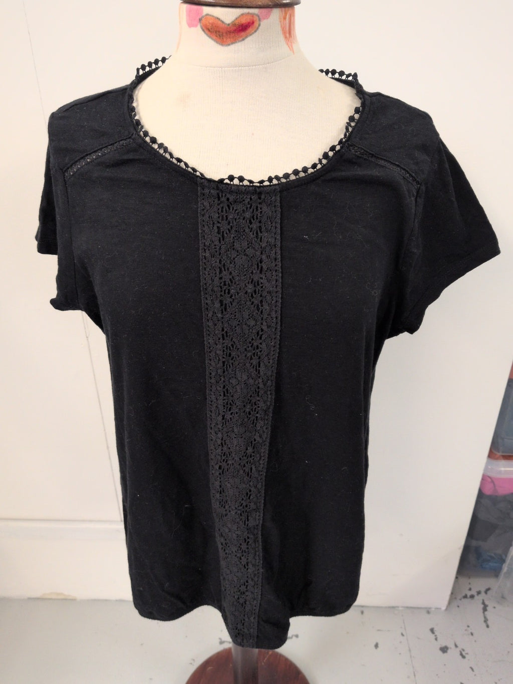 Next 20 Black Short Sleeved Lace Panel Blouse