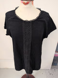 Next 20 Black Short Sleeved Lace Panel Blouse