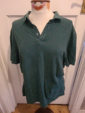Mens George Size XL Green With Red/Pink Pattern Short Sleeved Polo
