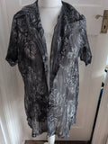 Priscille Large Grey See Through Buttoned Longline Blouse Short Sleeve
