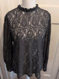 Oasis XL Grey Floral See Through Long Sleeve Blouse