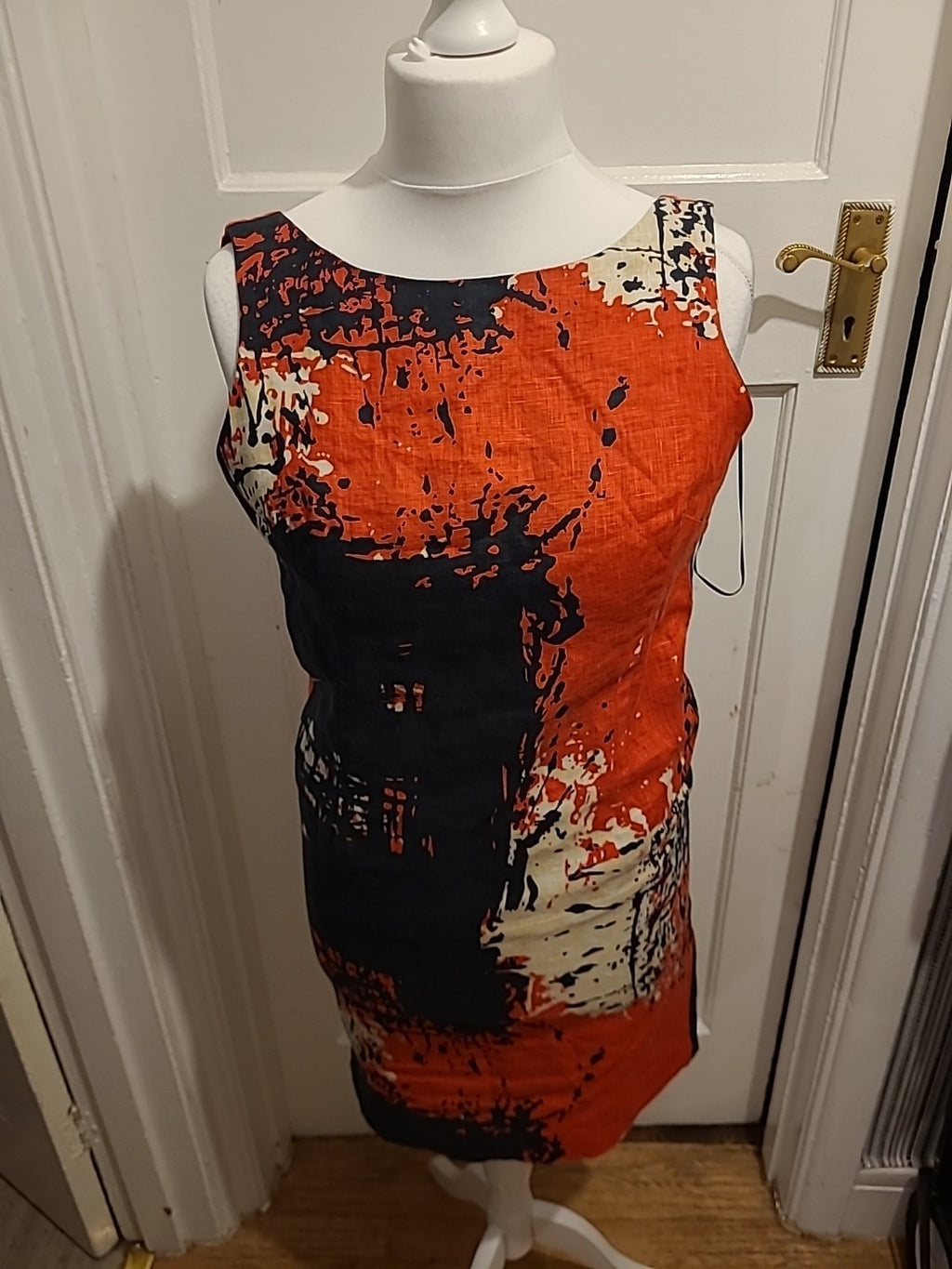 Ladies Minuet Petite Size 10 Red/Blsck/White Sleeveless Lined Dress