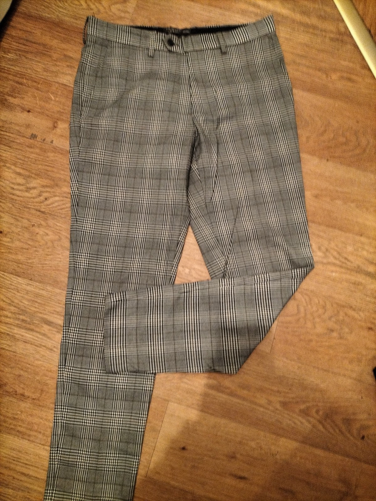 Mens Primark Grey Chrck Size 32x32R Slim Fit Trousers