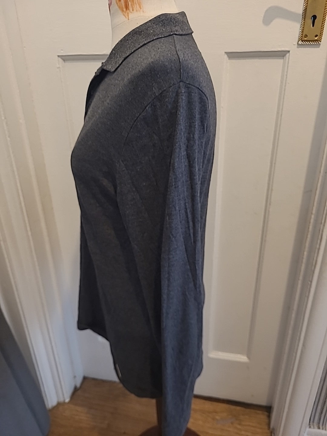 Mens River Island Size Small Grey Long Sleeved Polo