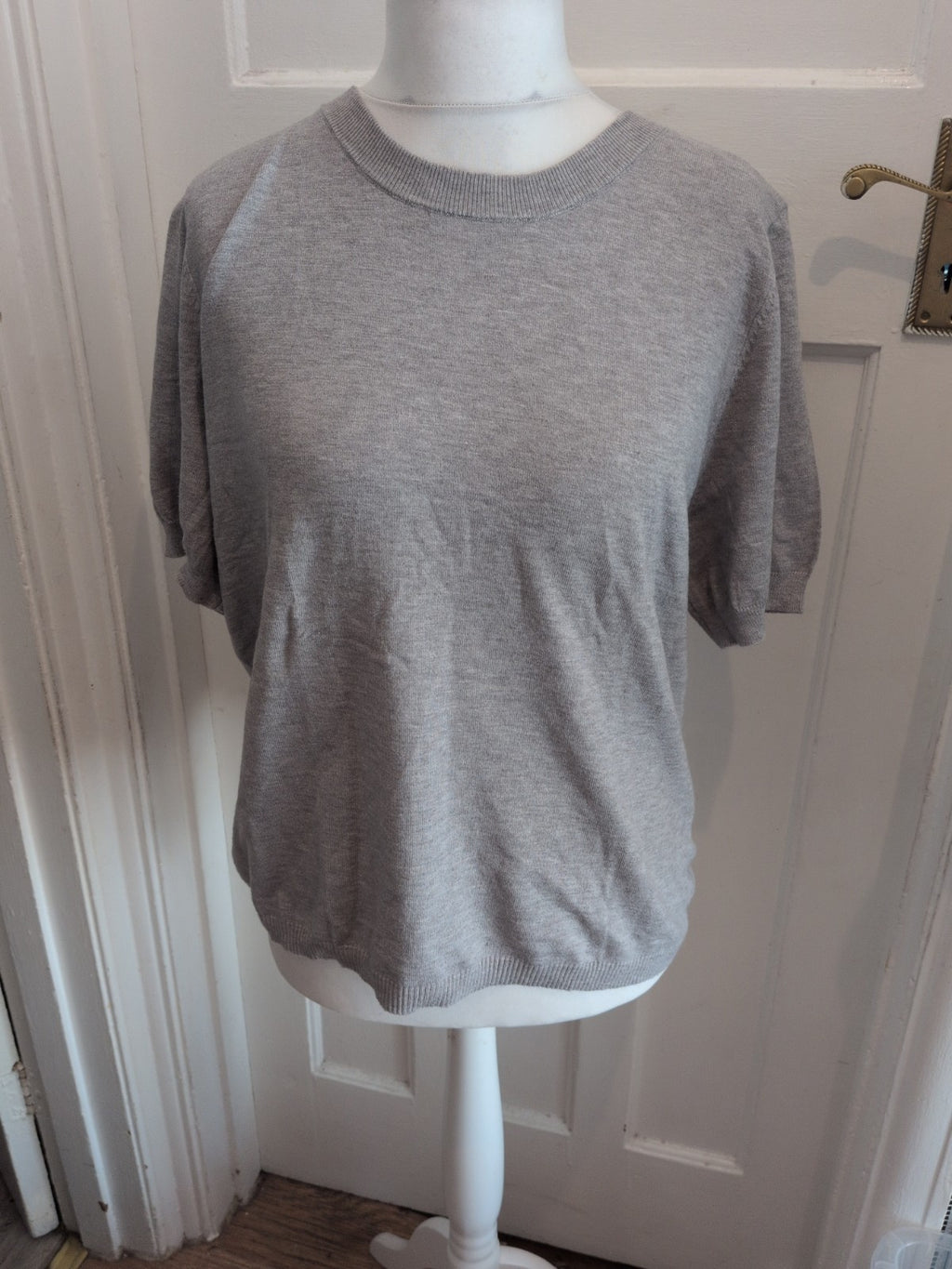 Medium Grey Short Sleeve Rayon Mix T-shirt Blouse