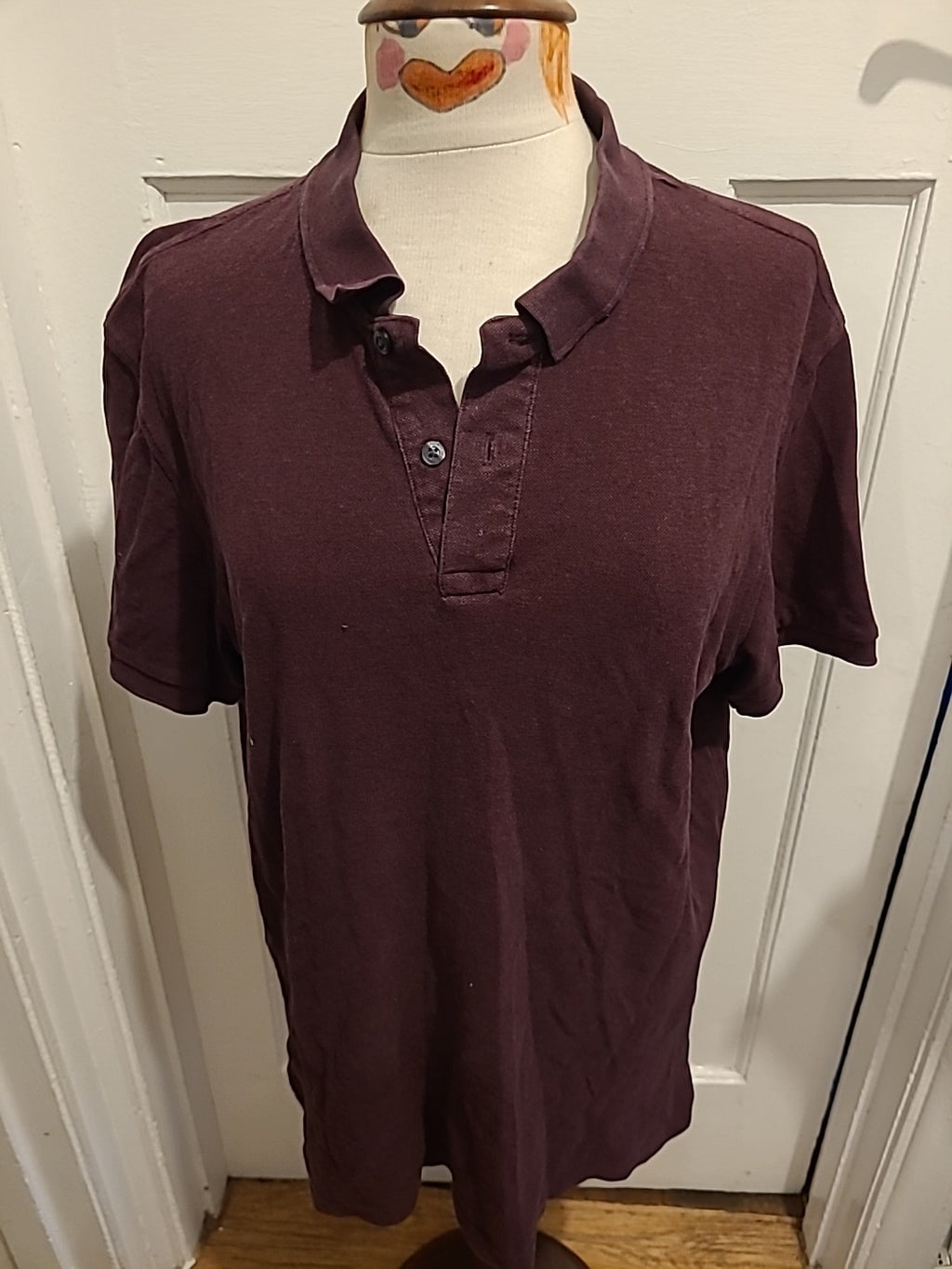 Mens M&S Size L Regular Fit Deep Purple Polo Short Sleeve